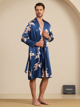 [Dark Blue] SilkSilky-CA 19Momme Long Sleeve Mens Pajamas 004