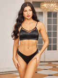 SilkSilky CA Silk Knitted Bra&Panty Set Black 001