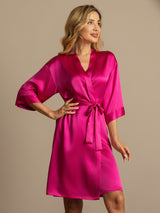 [Rose Red] SilkSilky-CA 3/4 Sleeve Women's Robe 003