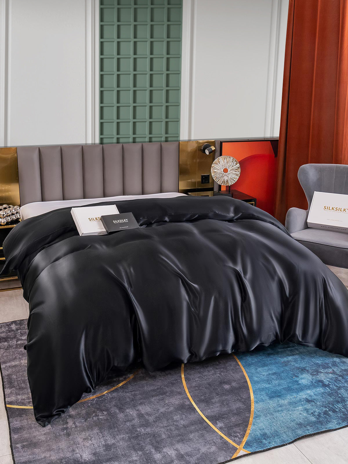 [Black] SilkSilky-CA 25Momme Pure Silk Duvet Cover 004