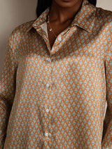 [Floral] SilkSilky-CA Long Sleeve Lapel Collar Women's Shirt 009
