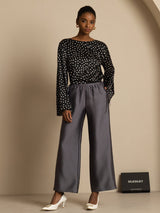 [Polka Dot] SilkSilky-CA 19Momme Silk Bell Sleeve Round Neck Blouse 008