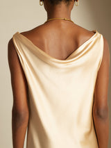 [Champagne] SilkSilky-CA Sleeveless Cowl Neck Dress 004