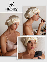 [Beige] SilkSilky-CA Sleep Cap 005