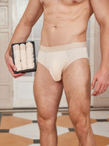 [Beige] SilkSilky-CA 100% Silk Jersey Men's Underwear 001