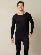 [Black] SilkSilky-CA Long Sleeve Round Neck Men's Long Johns 004