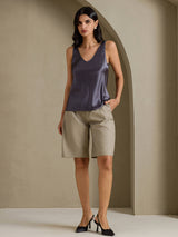 [Dark Gray] SilkSilky-CA Sleeveless V Neck Camisole 007