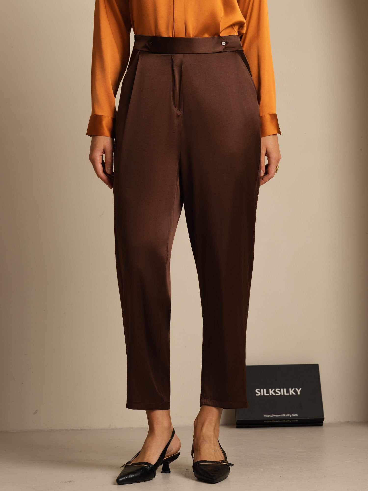 [Bitter Chocolate] SilkSilky-CA 19Momme Silk Womens Pants 005