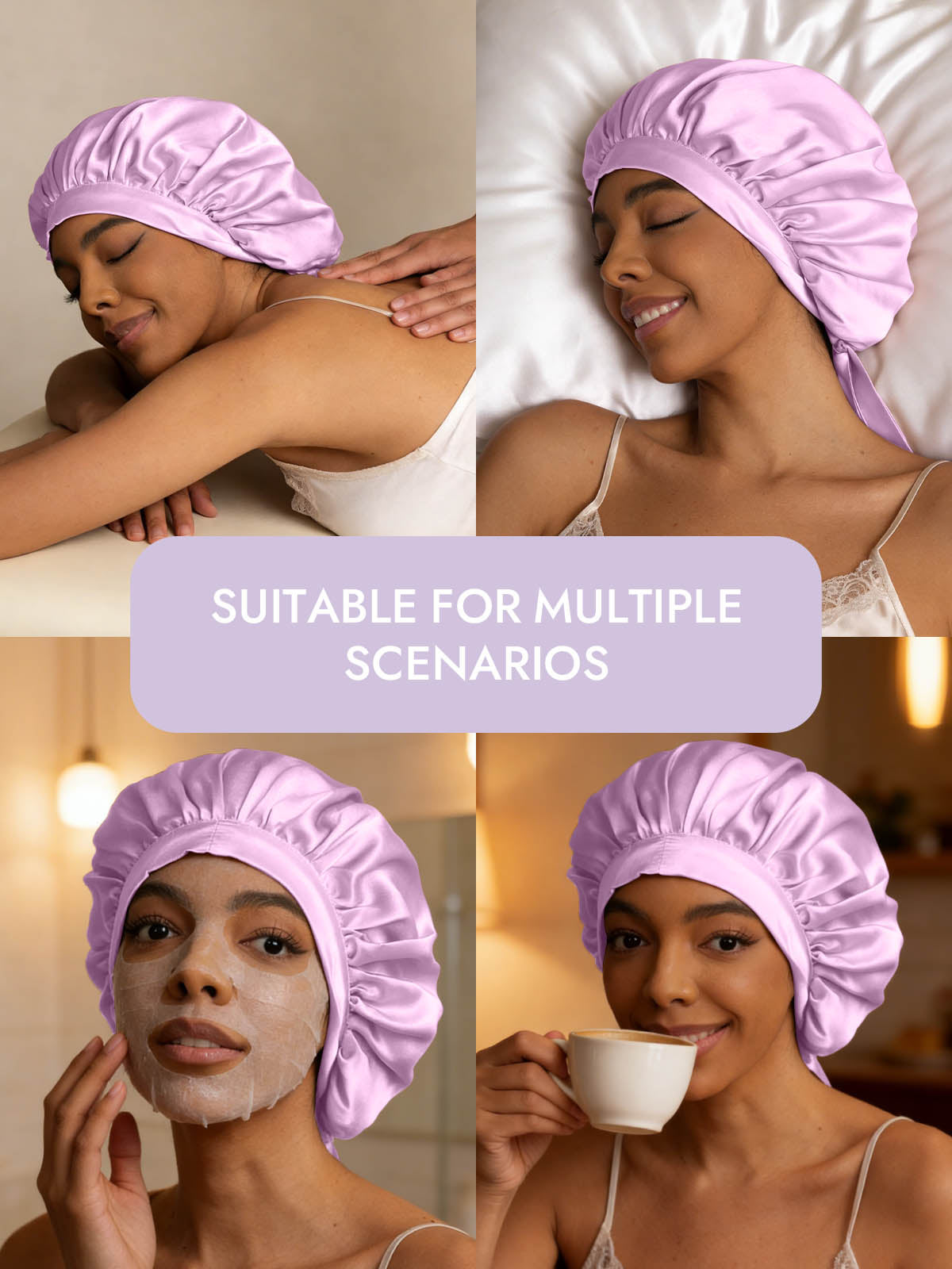 [Lavender] SilkSilky-CA Pure Silk Sleep Cap 006