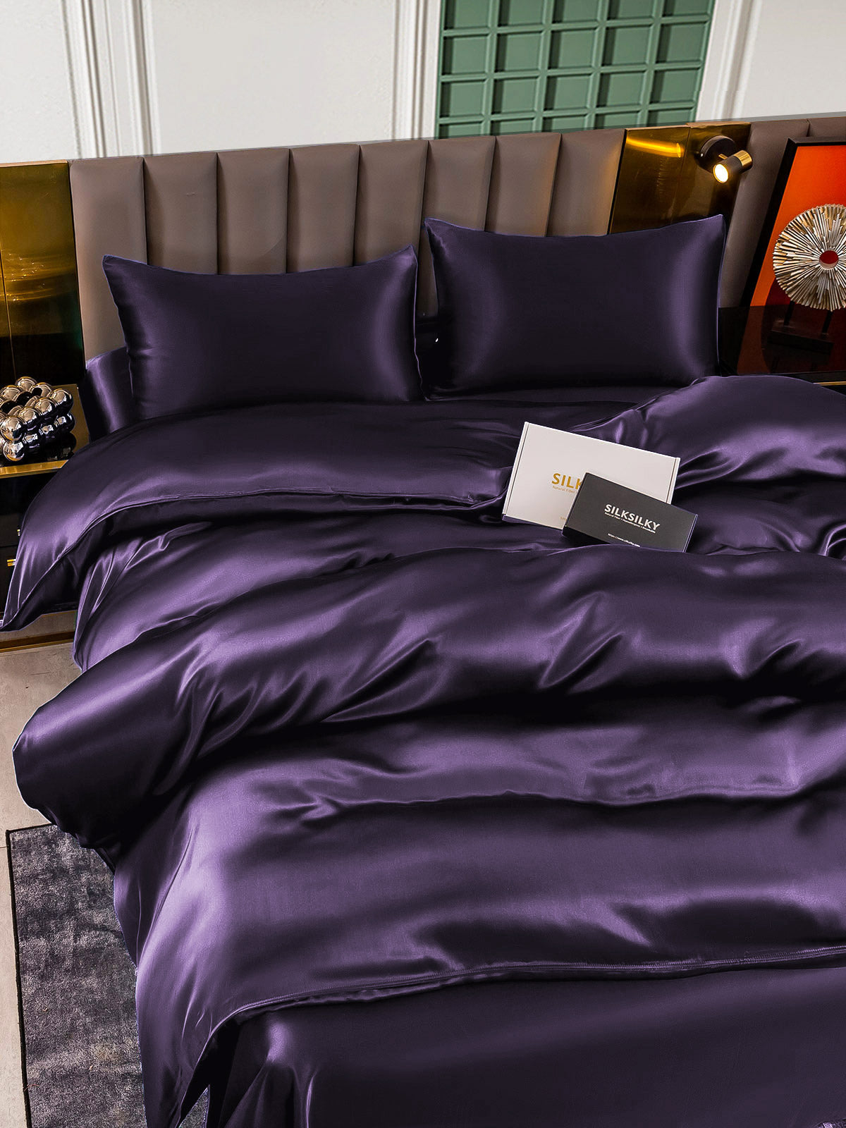 [Deep Purple] SilkSilky-CA 22Momme Pure Silk Bedding Set 004,