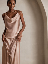 [Tuscany] SilkSilky-CA Spaghetti Strap Cowl Neck Camisole 003