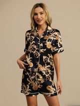 [Black Dragon] SilkSilky-CA Short Sleeve Notch Collar Women's Pajamas 001