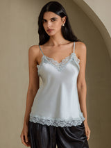 [Grayish Blue] SilkSilky-CA Spaghetti Strap V Neck Camisole 001