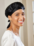 SilkSilky CA Pure Silk Sleep Cap Black 001