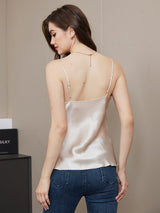 [Beige] SilkSilky-CA Spaghetti Strap V Neck Camisole 002
