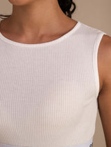 [White] SilkSilky-CA Sleeveless Crew Neck Camisole 005
