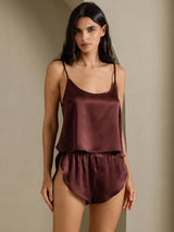[Brown] SilkSilky-CA Spaghetti Strap Camisole Set 007