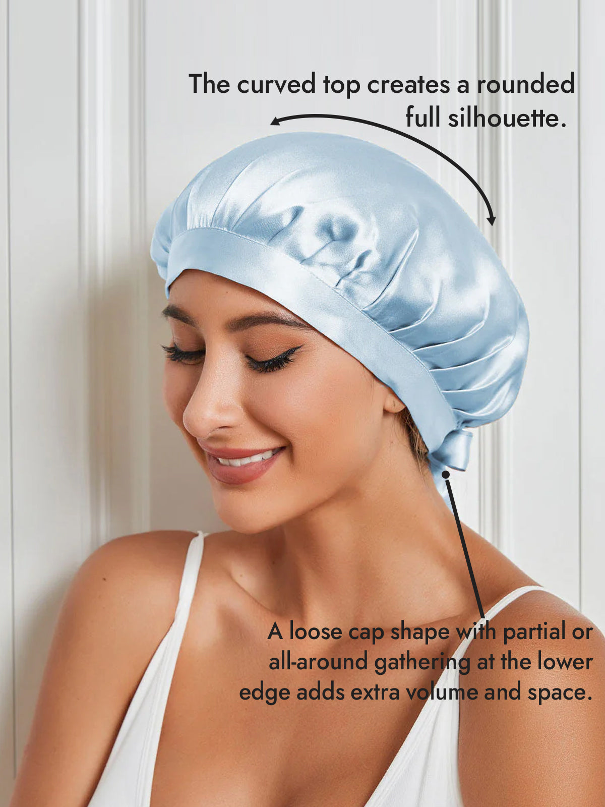 [Light Blue] SilkSilky-CA Pure Silk Sleep Cap 003