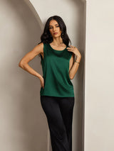 [Dark Green] SilkSilky-CA Sleeveless Round Neck Camisole 007