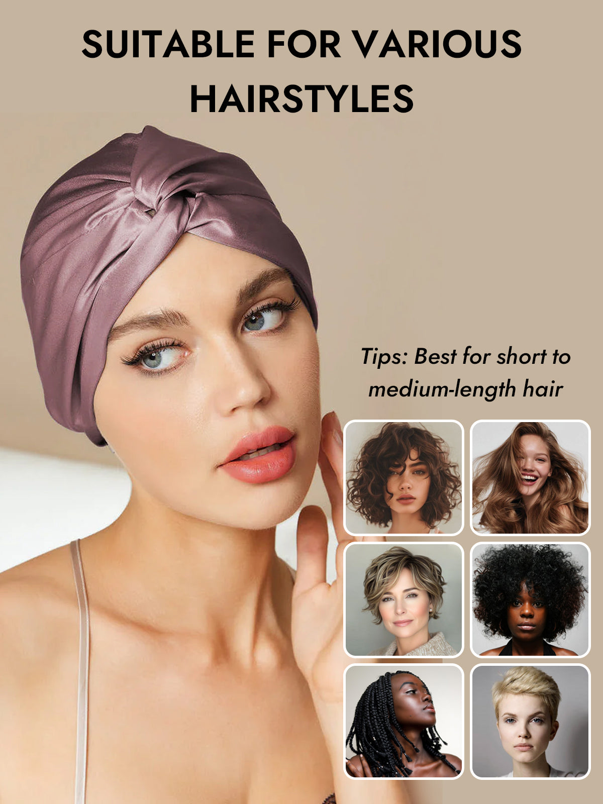 [Pale Mauve] SilkSilky-CA Pure Silk Sleep Cap 006