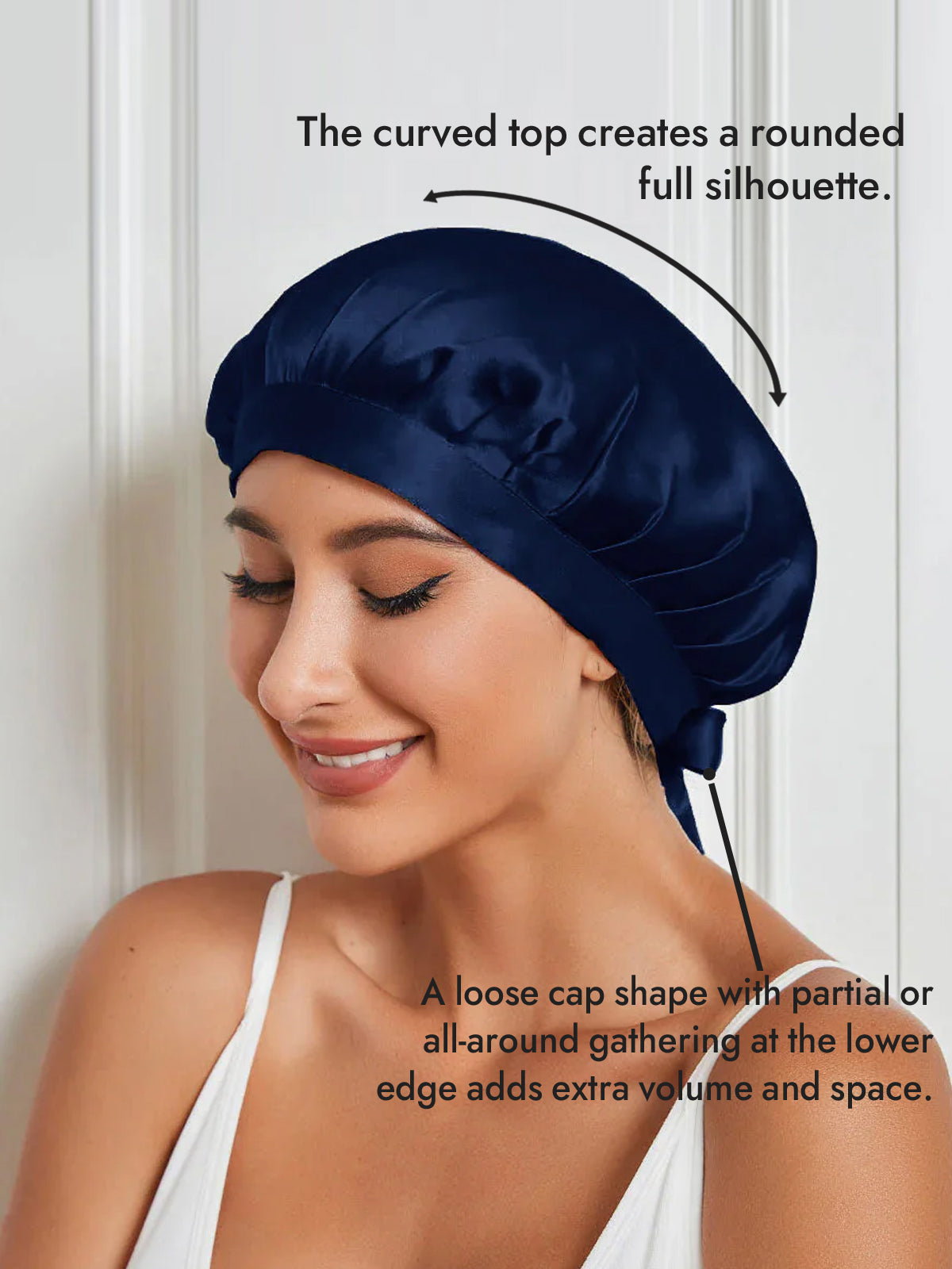 [Dark Blue] SilkSilky-CA Pure Silk Sleep Cap 003