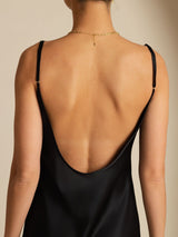 [Black] SilkSilky-CA Spaghetti Strap U Neck Dress 005
