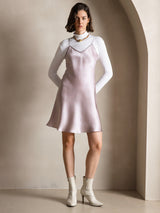 [Lavender] SilkSilky-CA Spaghetti Strap V Neck Dress 005