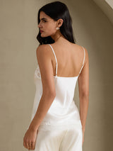 [White] SilkSilky-CA Spaghetti Strap V Neck Camisole 002