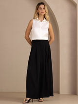 [White] SilkSilky-CA Sleeveless Lapel Collar Women's Shirt 007