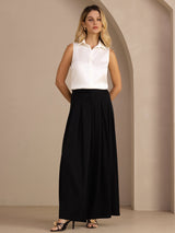 [White] SilkSilky-CA Sleeveless Lapel Collar Women's Shirt 007