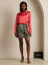 [Imperial Red] SilkSilky-CA Long Sleeve Lapel Collar Women's Shirt 008