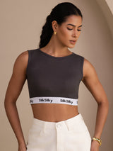 [Gray] SilkSilky-CA Sleeveless Crew Neck Camisole 001