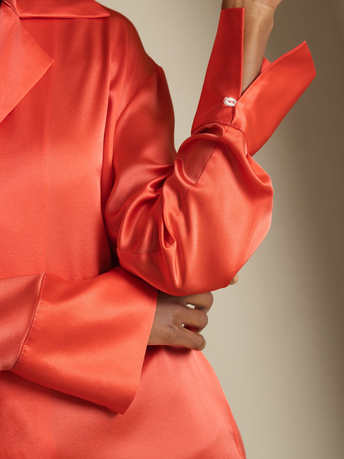 [Imperial Red] SilkSilky-CA 19Momme Silk Notch Collar Women's Shirt 004