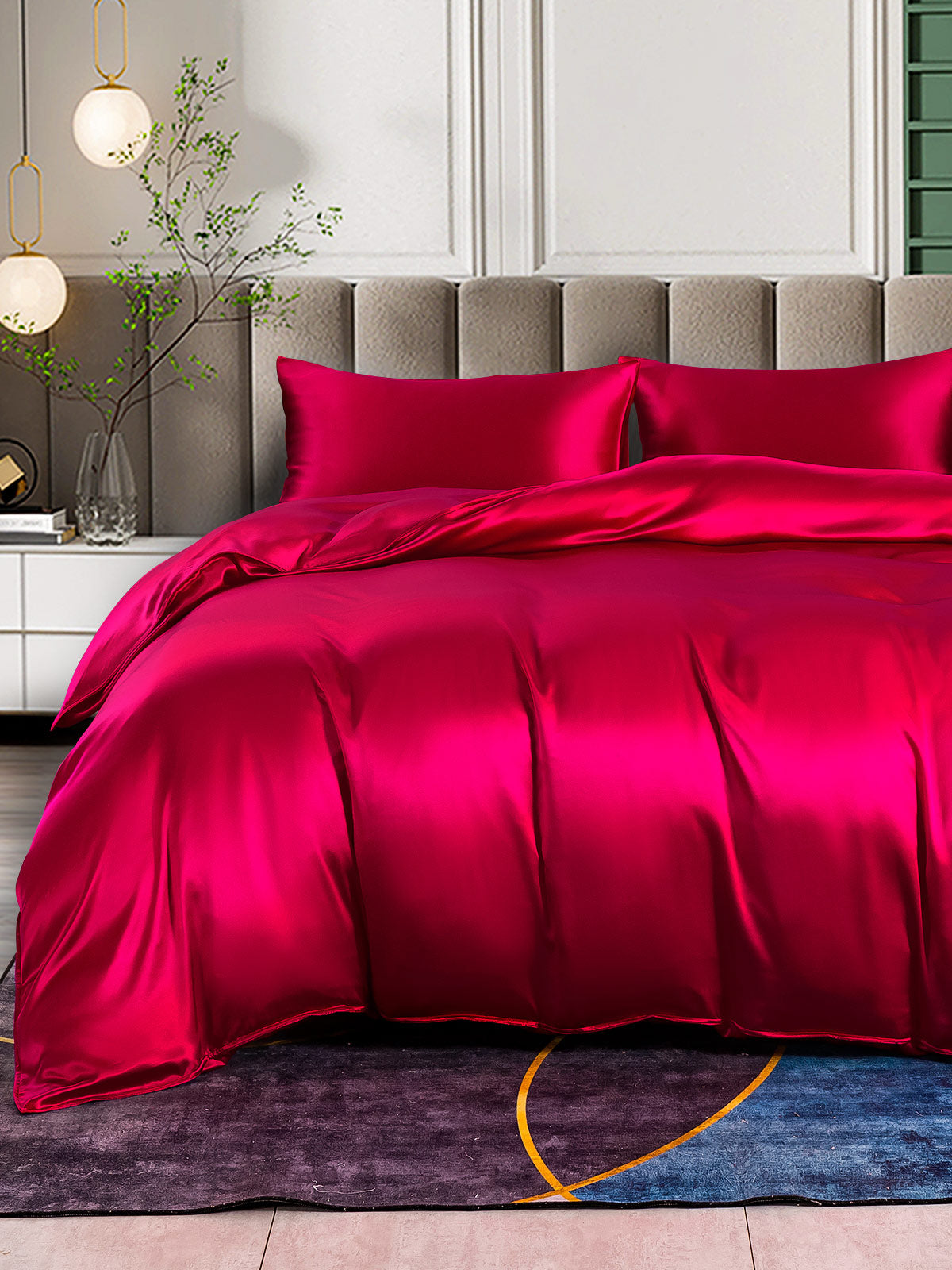 SilkSilky CA 25Momme Pure Silk Bedding Set Wine 001