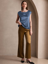 [Real Teal] SilkSilky-CA Cap Sleeve Round Neck Women's T-Shirt 005
