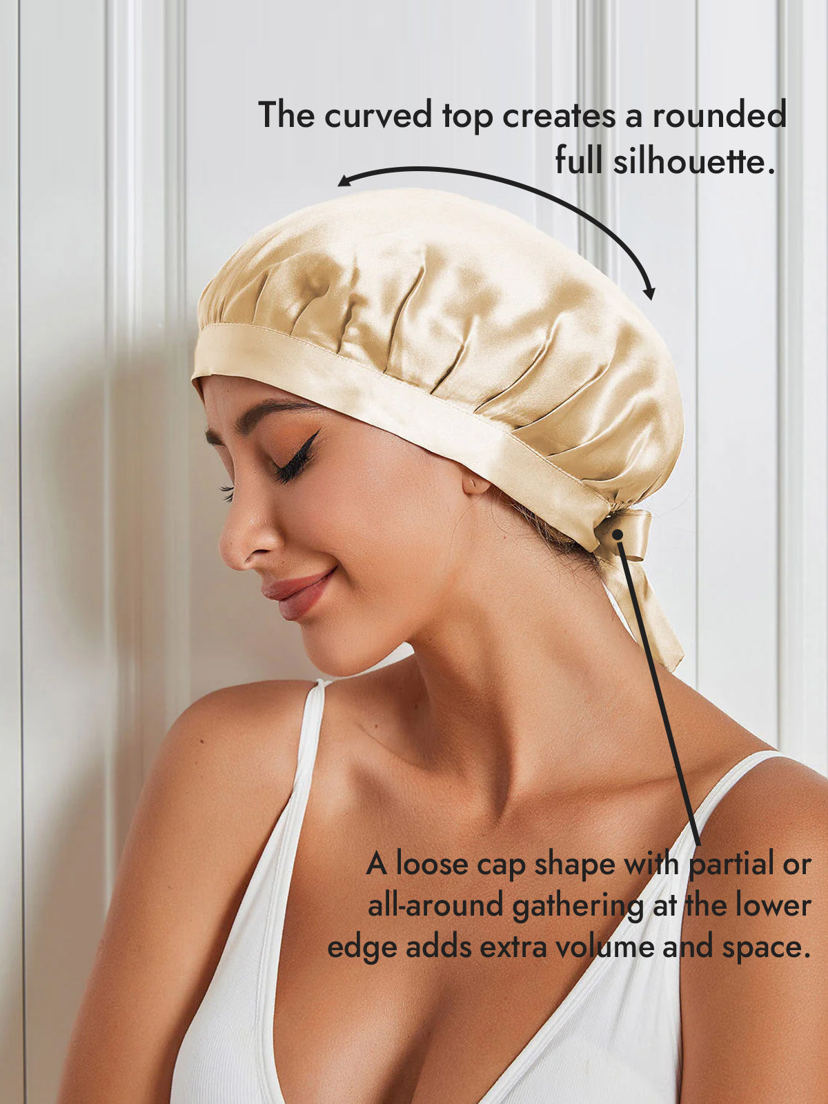 [Champagne] SilkSilky-CA Pure Silk Sleep Cap 003