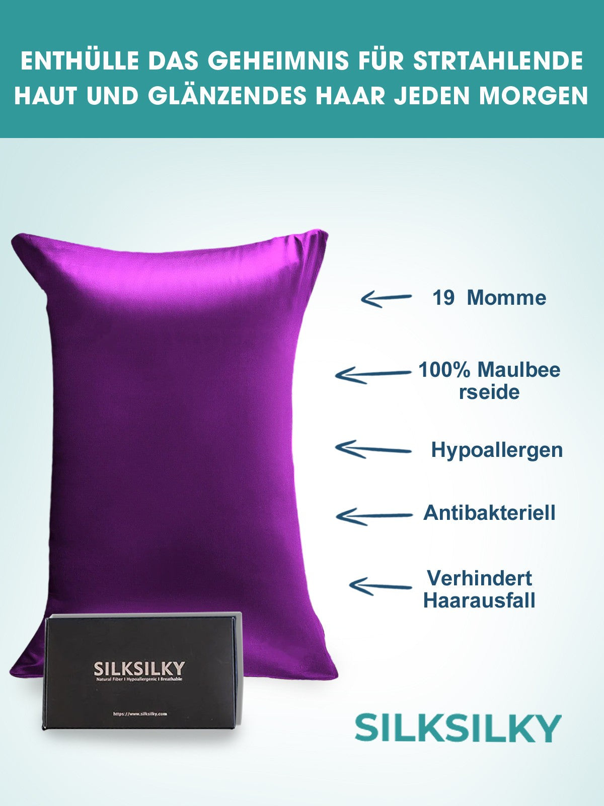 [Purple] SilkSilky-CA 19Momme Pure Silk Pillowcase 002