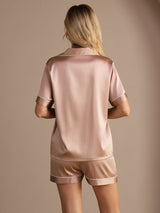 [Tuscany] SilkSilky-CA Short Sleeve Lapel Collar Women's Pajamas 002