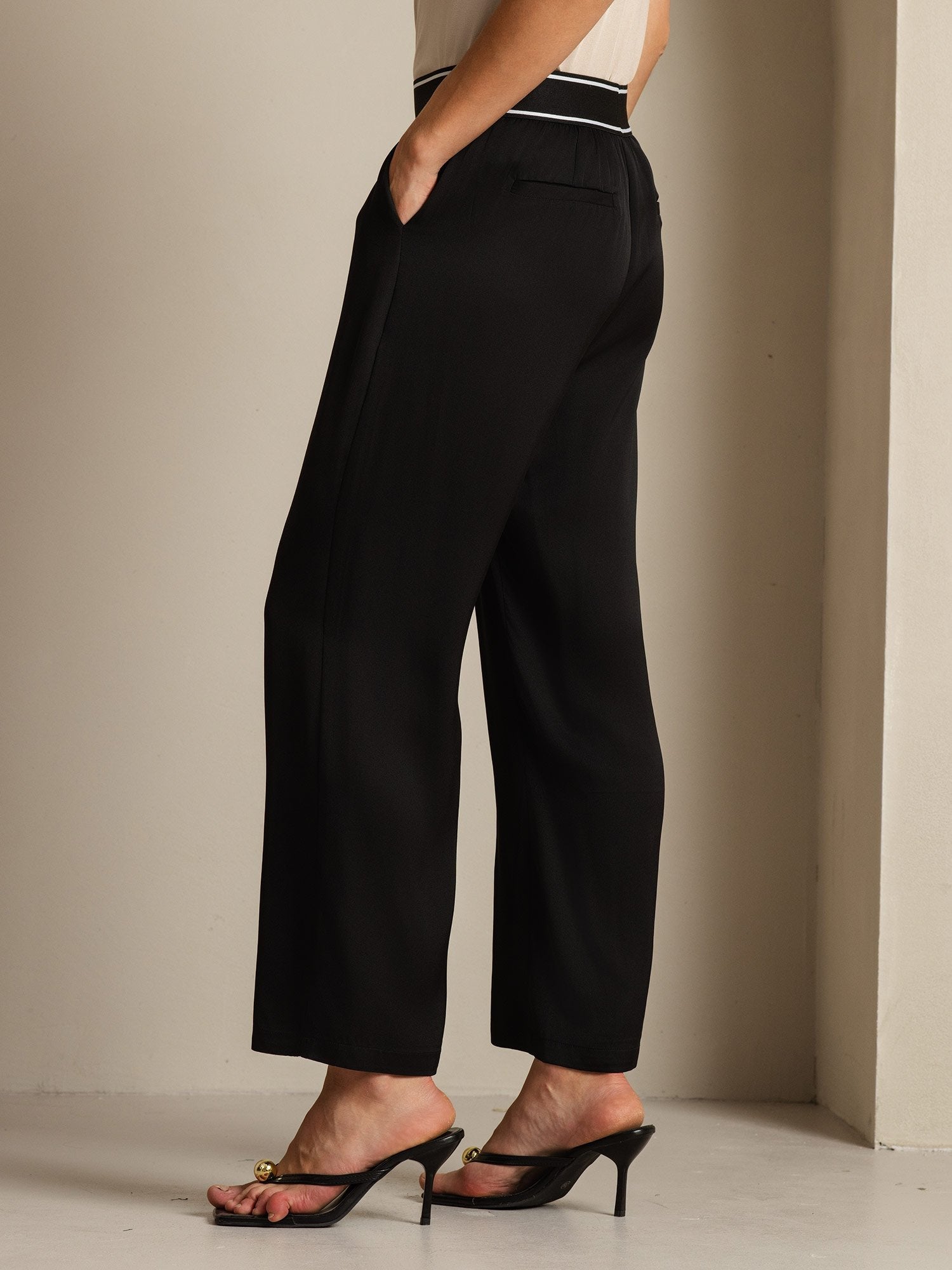 [Black] SilkSilky-CA 22Momme Silk Womens Pants 003