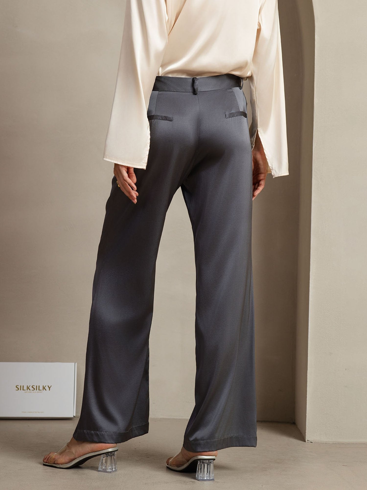 [Dark Gray] SilkSilky-CA 19Momme Silk Womens Pants 002