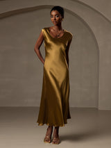 [Brown] SilkSilky-CA Cap Sleeve Dress 004