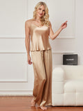 SilkSilky CA Pure Silk Sleeveless V Neck Camisole Set Champagne 001