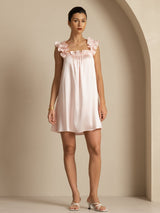 [Pink] SilkSilky-CA Sleeveless Square Neck Nightgown 008