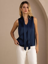 [Dark Blue] SilkSilky-CA Sleeveless Tie Neck Camisole 003