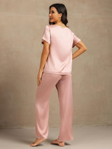 [Peach Skin] SilkSilky-CA 19Momme Machine-Washable Silk Short Sleeve Women's Pajamas 002