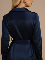 [Dark Blue] SilkSilky-CA Long Sleeve Lapel Collar Dress 005