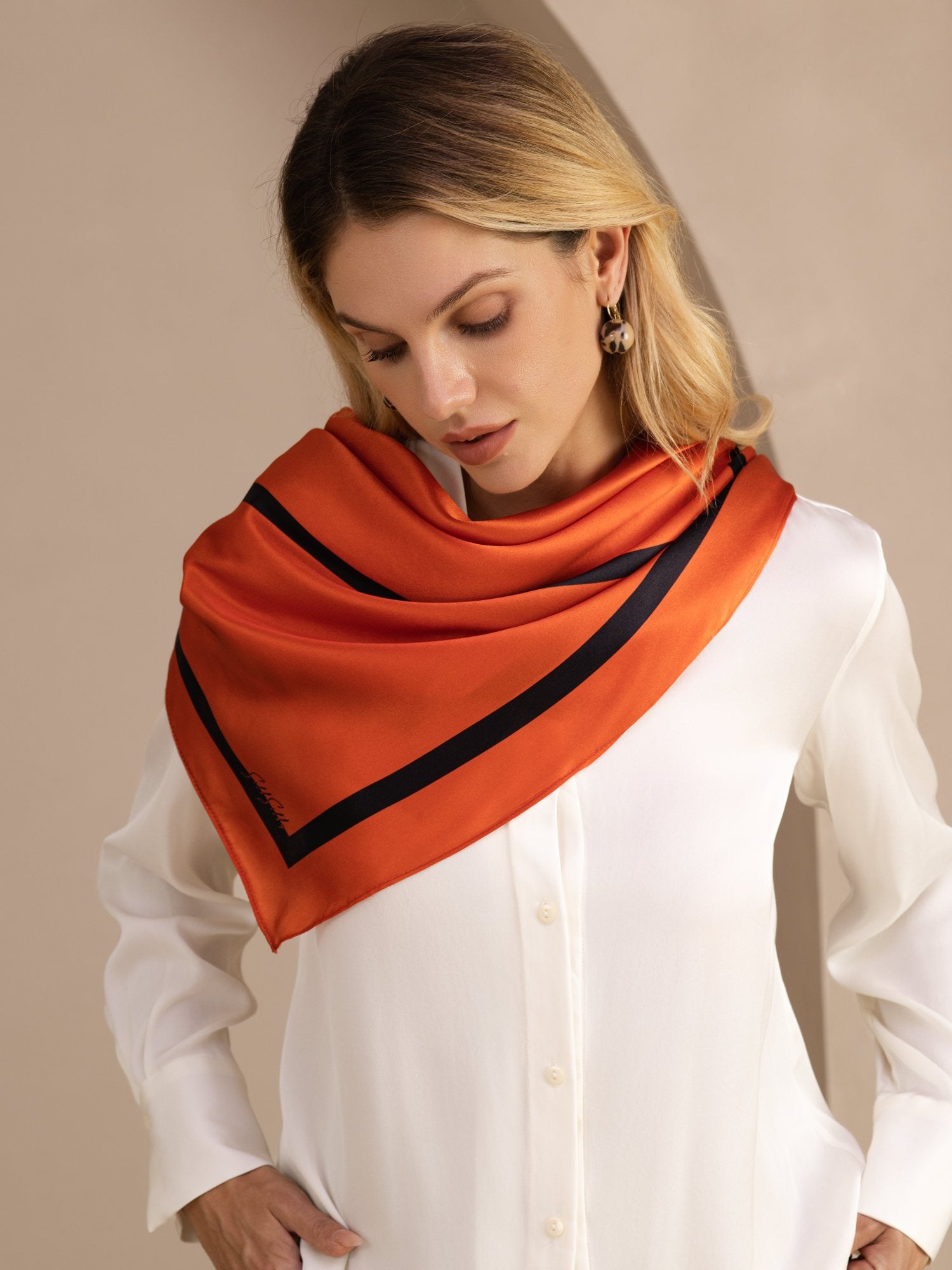 [Orange Square] SilkSilky-CA Scarf 002