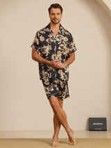 [Black Dragon] SilkSilky-CA Short Sleeve Lapel Collar Men's Pajamas 007