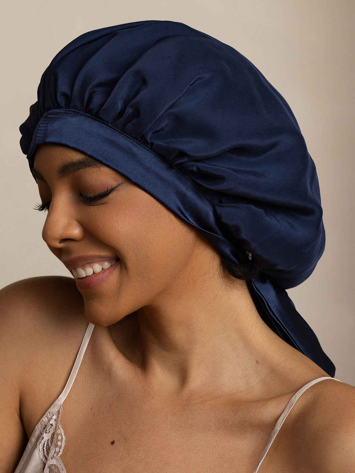 [Dark Blue] SilkSilky-CA Pure Silk Sleep Cap 003