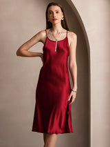[Wine] SilkSilky-CA Spaghetti Strap Dress 006